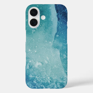 Turquoise Ice Abstract Art Photo iPhone 16 Case