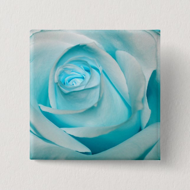 Turquoise Ice Rose 15 Cm Square Badge (Front)