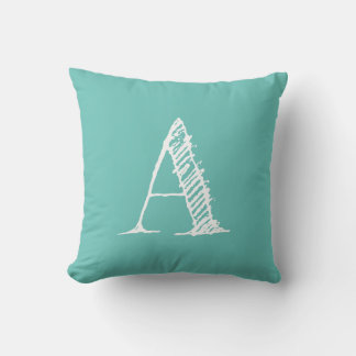 Turquoise Initial Monogram Throw Pillow