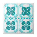 Turquoise Intricate Azulejos Style Tile<br><div class="desc">Inspired by Portuguese tiles,  these turquoise ceramic tiles are a great addition to any kitchen,  bathroom or dining room. Beautiful as backsplashes or accent pieces.</div>