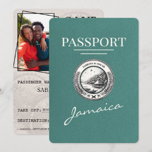 Turquoise Jamaica Passport Save The Date