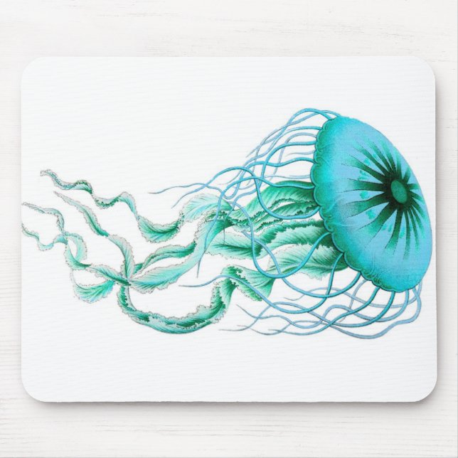 Turquoise Jellyfish Nautical/Beach Mouse Pad (Front)