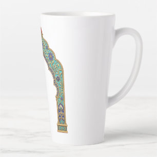 Turquoise Jewel Bird Persian-Inspired Latte Mug