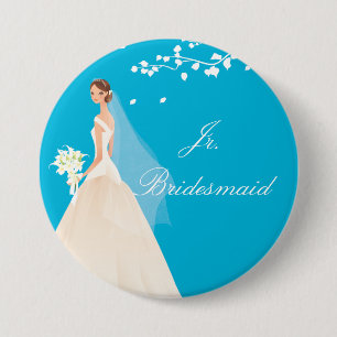 Turquoise Jr. Bridesmaid Bridal Party  Button