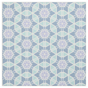 Turquoise Kaleidoscope Geometric Flower Pattern Fabric