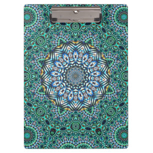 Turquoise Kaleidoscopic Mosaic Reflections Design Clipboard