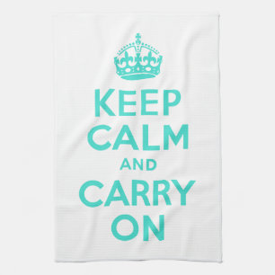 Turquoise Keep Calm and Carry On American MoJo Kit Tea Towel