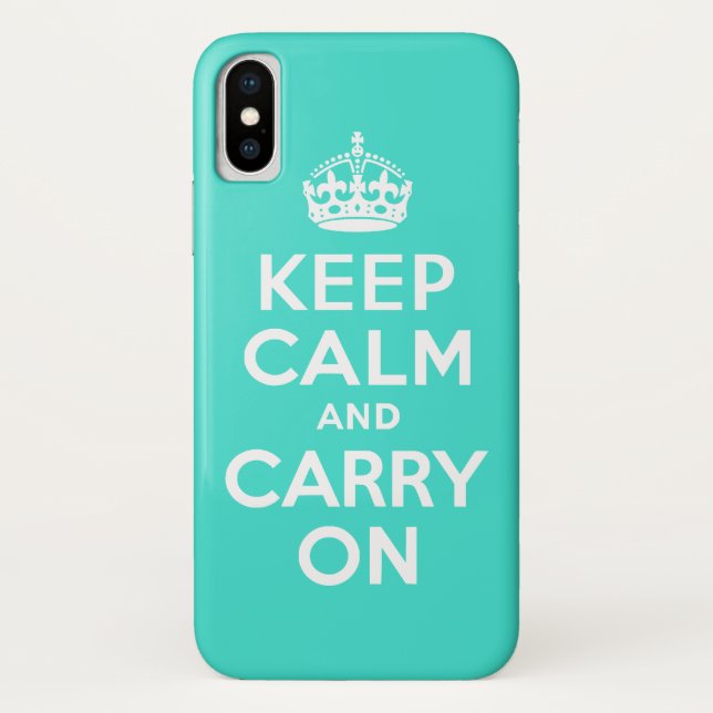 Turquoise Keep Calm and Carry On Case-Mate iPhone Case (Back)