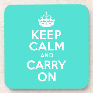 Turquoise Keep Calm and Carry On Coaster