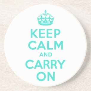 Turquoise Keep Calm and Carry On Coaster