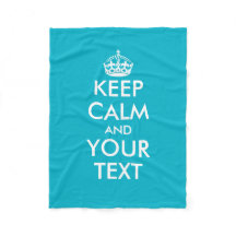 Turquoise keep calm and your text fleece blanket