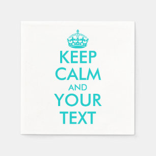 Turquoise keep calm napkins Customise template