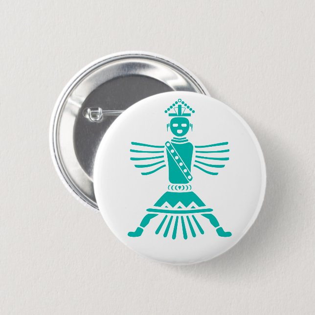 turquoise knifewing 6 cm round badge (Front & Back)