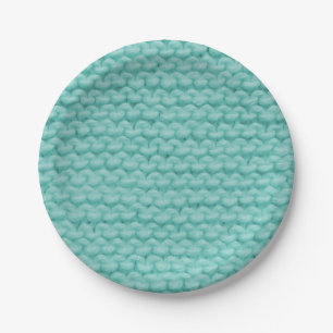 Turquoise Knit Paper Plates