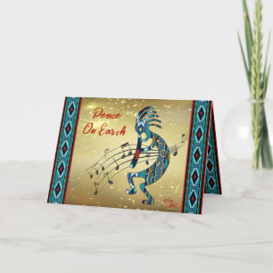 Turquoise Kokopelli Holiday Card
