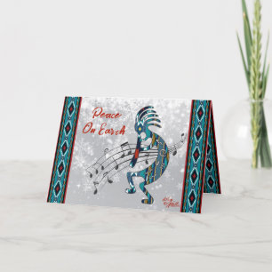 Turquoise Kokopelli Holiday Card