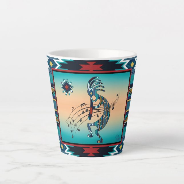 Turquoise Kokopelli Latte Mug (Front)