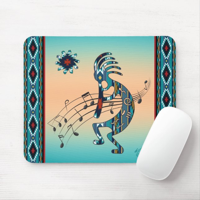 Turquoise Kokopelli Mouse Pad (With Mouse)