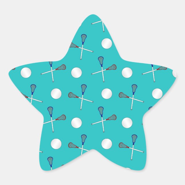 Turquoise lacrosse pattern star sticker (Front)