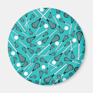 Turquoise lacrosse sticks pattern magnet