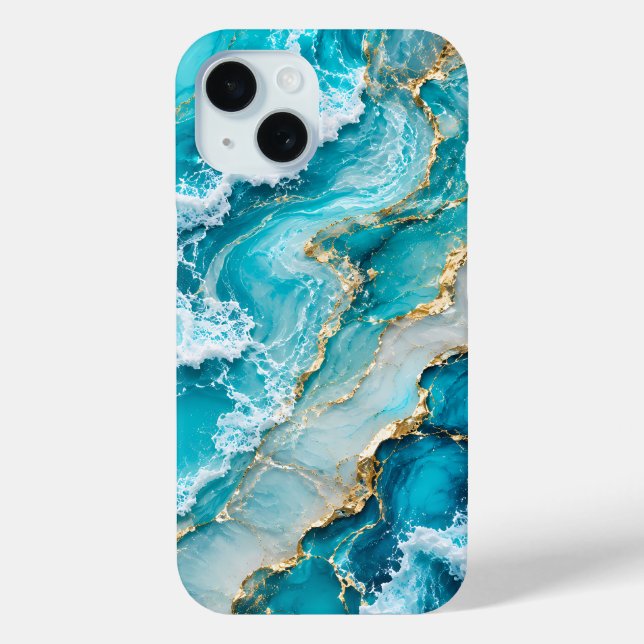Turquoise Lagoon Waves Abstract Case-Mate iPhone Case (Back)