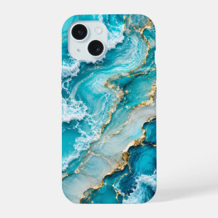 Turquoise Lagoon Waves Abstract iPhone 15 Case