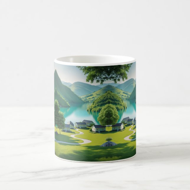 "Turquoise Lake Tranquillity in Every Sip" Coffee Mug (Center)