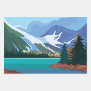 Turquoise lake wrapping paper sheet
