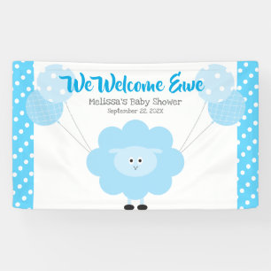 Turquoise Lamb Balloon Boy Baby Shower Cute Kawaii Banner