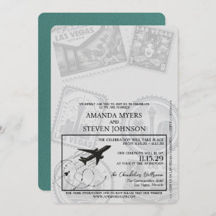 Turquoise Las Vegas Passport Wedding Invitation