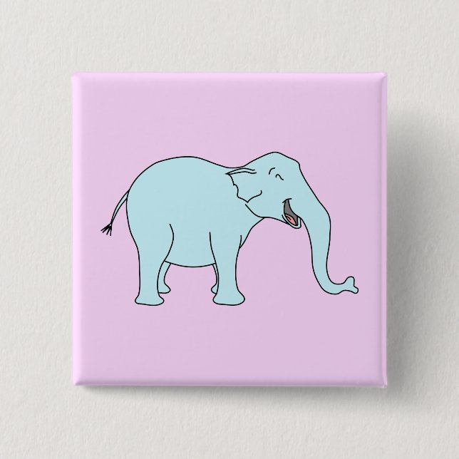 Turquoise Laughing Elephant. 15 Cm Square Badge (Front)