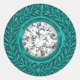 Turquoise Laurel Wreath and Diamond Envelope Seal