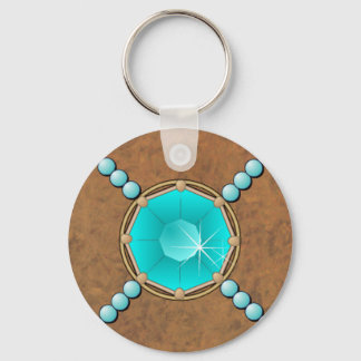 Turquoise Leather & Pearls CUSTOM KEYCHAIN