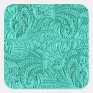 Turquoise Leather Print Stickers