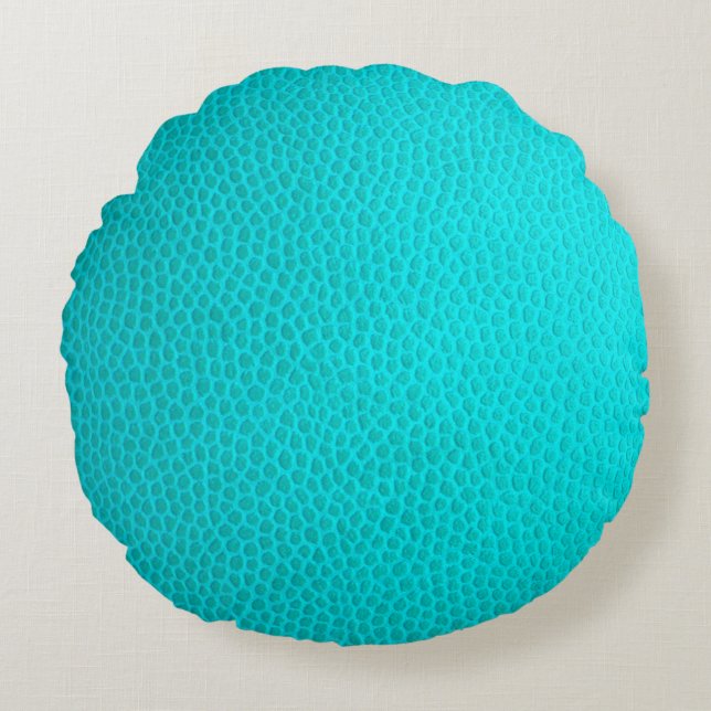 Turquoise leather skin texture skin round cushion (Front)
