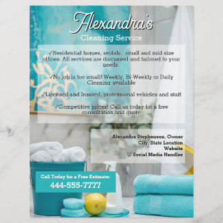 Turquoise Lemon Cleaning Service Template Business Flyer
