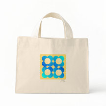 Turquoise-Lemon Floral Design Tote