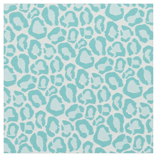 Turquoise Leopard Animal Print Fabric (Close Up)
