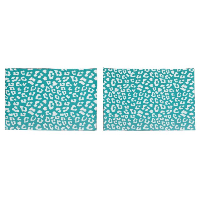 Turquoise Leopard Print Pattern Pillowcase (Back-Set)
