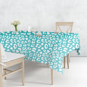 Turquoise Leopard Print Pattern Tablecloth