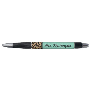 Turquoise Leopard Teacher School Office Pen Gift