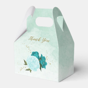 turquoise light blue flowers wedding favour box