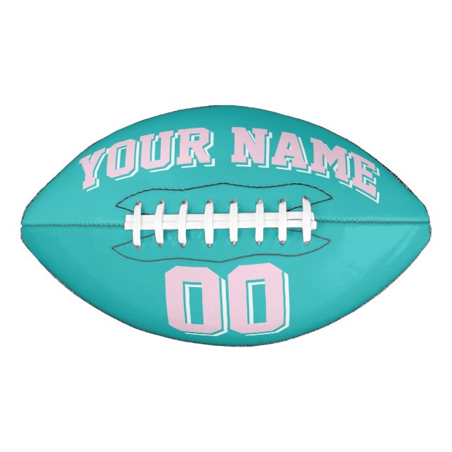 TURQUOISE LIGHT PINK AND WHITE Custom Football American Football (Front)