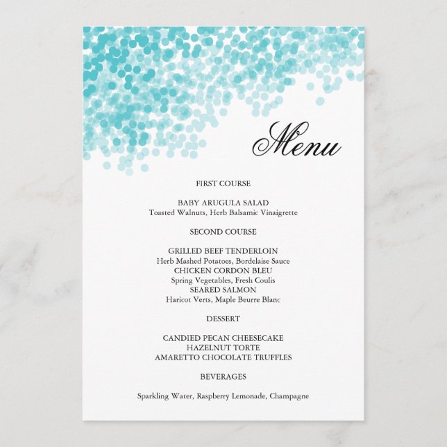 Turquoise Light Shower Menu Card (Front)