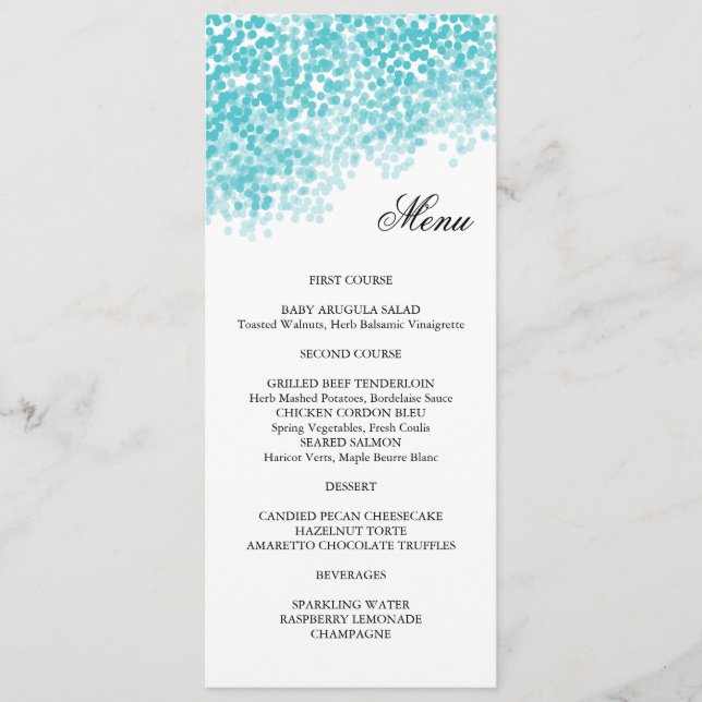 Turquoise Light Shower Menu Card (Front)