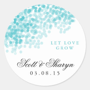 Turquoise Light Shower Wedding Favour Stickers