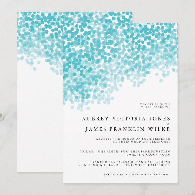 Turquoise Light Shower | Wedding Invitations (Front/Back)