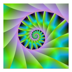 Turquoise Lilac and Green Spiral Perfect Poster