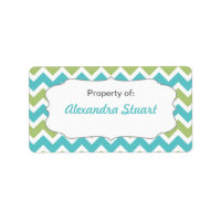 Turquoise & Lime Chevron Property of School ID