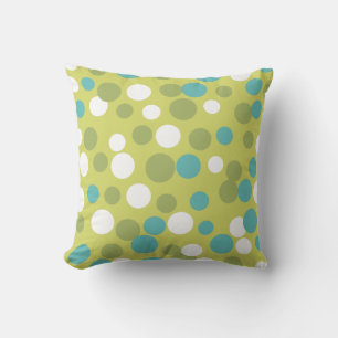 Turquoise Lime Dots Pillow